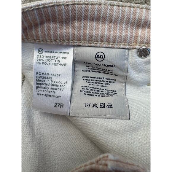 AG Adriano Goldschmied The Jodi Crop High Rise Slim Flare Jeans 27R Tan Striped - Picture 4 of 11